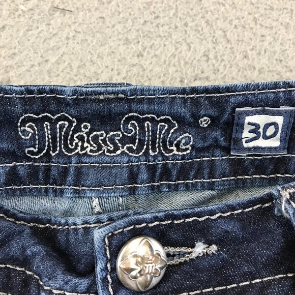 Miss Me Signature Boot Cut jean Sz 30 Rhinestones blue - Picture 3 of 12